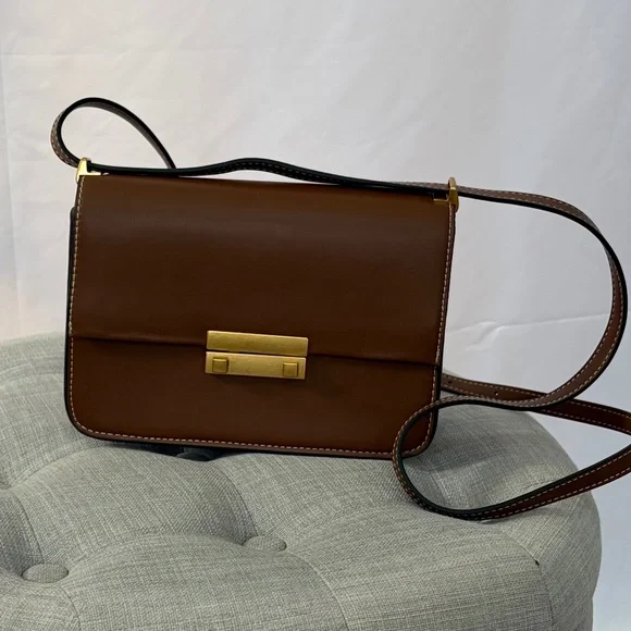 H&M Structured Tan Crossbody Bag with Gold Hardware - Picture 3 of 8